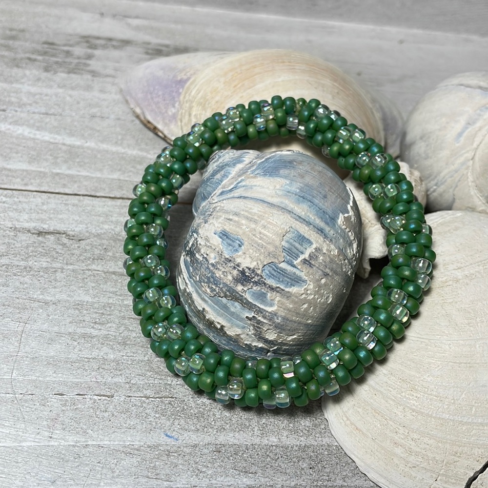 Green grass crocheted bracelet
